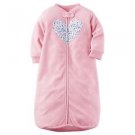 Carter's Baby Girls Pink Polka Dot Heart Applique Zip Up Fleece Sleepsack, Bag