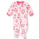 Toddler Girl's Size 3T OR 4T Pink Striped Penguin Fleece Footed Pajama Sleeper