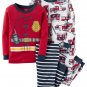 Boy's Size 3T, 4T OR 5T Fireman 4-Piece Costume Style Print Pajama Set