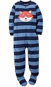 Carter's Boy's Size 5T Striped FOX Fleece Footed Pajama Sleeper