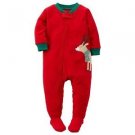 CARTER'S Boy's Size 4T Microfleece Red Christmas Reindeer Pajama Footed Sleeper