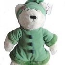 IVY Plush 15" Winter-Themed Bear White with Green Fleece Fur Outfit
