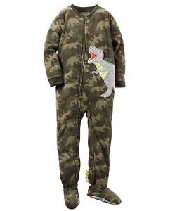 Carter's Boys 6, 7, OR 8 DINOSAUR CAMOUFLAGE DINO Fleece Footed Pajama Sleeper