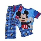 DISNEY MICKEY MOUSE Boy's 12 OR 24 Months Pajama Tee Plaid PJ Pants Set