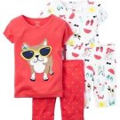 Toddler Girl's 4T BEACH BULLDOG 4-Piece Pajama Shorts, Shirts Set