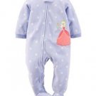 CARTER'S Girl's Size 5T Purple Dot Princess Fleece Blanket Pajama Sleeper