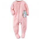 CARTER'S Girl's 3T, 4T OR 5T Pink Polka Dot Penguin Fleece Footed Pajama