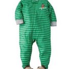 Carter's Boy's 24 Months Green Striped MONKEY SURF Footed Pajama Sleeper