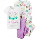 CARTER'S Girl's 4, 5, 6 OR 7 Donut Sprinkles Love 4-Piece Cotton Pajama Set