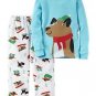 Carter's Boy's Size 3T, 4T OR 5T Winter Sled Dogs Cotton and Fleece Pajama Set