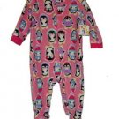 Baby Girl's 6-9 Months Pink Winter Penguin Fleece pajama Sleeper