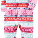 CARTER'S Girl's 2T, 3T, 4T OR 5T Pink Fair Isle Fleece Blanket Pajama Sleeper