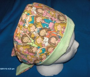 Surgical Scrub Hat Cap Pixie Easy Fit Ladies Lots OF LITTLE GIRLS