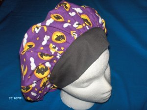 Surgical Scrub Hat Cap bouffant HALLOWEEN BATS AND MOONS