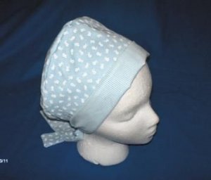 Ladies Pixie Scrub Cap Surgical Medical Scrubs Hat TINY WHITE FLOWERS