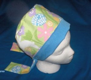 Ladies Pixie Scrub Caps Surgical Medical Hat Hats EASTER PASTEL BLUE