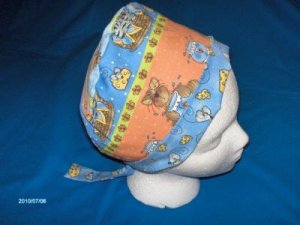 Handcrafted Surgical Scrub Cap Pixie Bonnets Women's Ladies CATS AND MICE