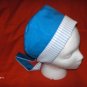 Handcrafted Women Ladies Nurses Surgical Medical Scrub Caps BRIGHT BLUE AND STRIPE