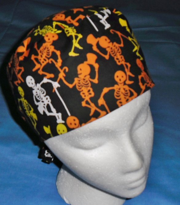Mens Halloween Quality Unisex Scrub Hats for You Medical Caps Dancing Bones