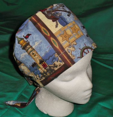 Blue Lighthouses Nursing Hats Pixie Cancer Recovery Hats Surgical Medical Scrubs Scrub Hat Cap