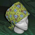 Blue Surgical Tech Hats Nurses Ladies Medical Scrubs Scrub Cap Pixie Tie-Back CAT IN THE FISHBOWL