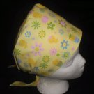 Ladies Nurses Surgical Scrub Cap Hat Pixie EASTER PASTEL YELLOW