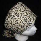 Ladies Homemade Surgical Medical Scrubs Caps Pixie Cap Hat BLACK AND BEIGE