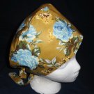 Ladies Nurses Womens Fall Scrubs Pixie Scrub Cap Surgical Medical Hat Hats BLUE AND GOLD