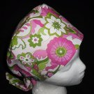 Fabric Hats Ladies Handcrafted Surgical Scrubs Scrub Caps Medical Cap Pixie Pink And Green Glitter