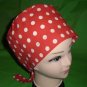 Ladies Surgical Scrubs Scrub Cap Pixie Hat Medical Caps Red With White Polka Dots