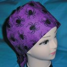 PIXIE SCRUB CAP HALLOWEEN SEASONAL LOTS BLACK SPIDERS / PURPLE