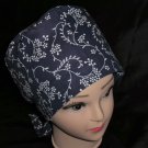 Handcrafted Navy And White Ladies Surgical Scrubs Scrub Cap Pixie Hat Medical Caps