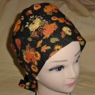 Fall Harvest Black Metallic Nurses Scrubs Hat Ladies Hats Pixie Scrub Caps Surgical Cap Chemo Hat