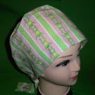 Pixie Tie Back Nurses Ladies Scrub Caps Medical Surgery Hat Little Green Frogs