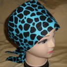 Animal Print Ladies Nurses Scrubs Hats Women Pixie Scrub Caps Surgical Cap Hats Turquoise And Black