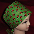 Ladies Nurses Scrubs Surgical Medical Scrub Caps Cap Lots Of Ladybugs On Green