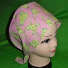Pixie Tie Back Nurses Ladies Scrub Caps Medical Surgery Hat Big Green Frogs