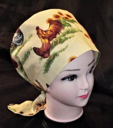 Ladies Scrubs Hats Pixie Cap Scrub Caps Surgical Medical Hat Hats Sunflowers And Chickens