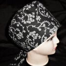 Handcrafted Black And White Ladies Surgical Scrubs Scrub Cap Pixie Hat Medical Caps