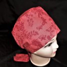 Burgundy Butterflies And Flowers Ladies Nurses Scrubs Hats Women Pixie Scrub Caps Surgical