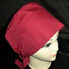 Ladies Fabric Hospital Surgical scrub caps Pixie Hat Solid Burgundy