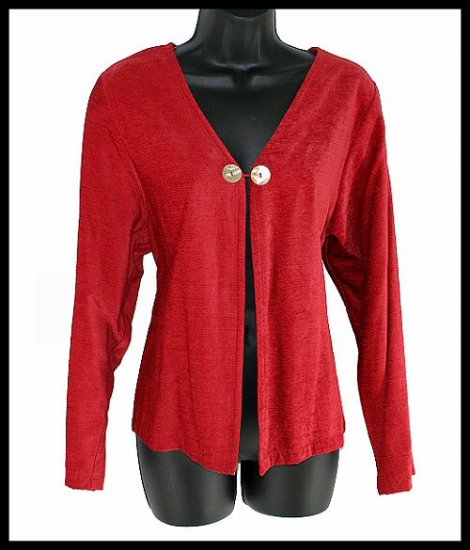 David Dart Red Flyaway Cardigan with Abalone Buttons Size Medium (M) Soft!