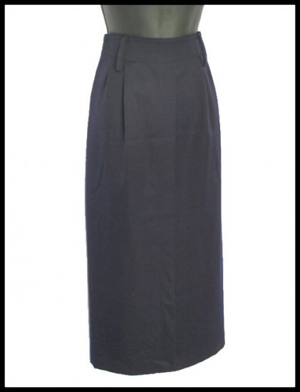 Linda Allard Ellen Tracy Long Navy Blue Wool Career Skirt Size 6 (S) Small