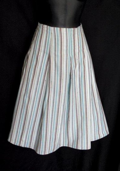 New York & Company NYCO Cotton Stripe Knee-Length Full Skirt Size 12 (L ...