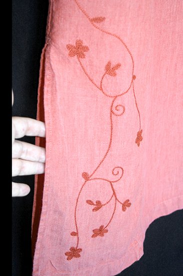 Linden Hill Long Light Red Linen Embroidered Skirt Size 8 (M) Medium