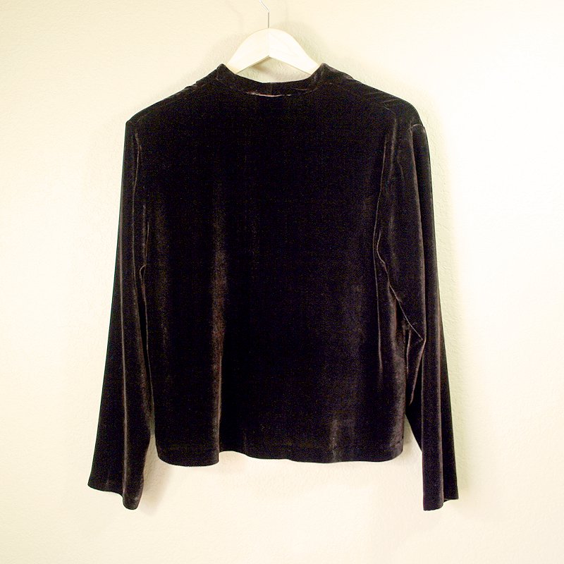 Eileen Fisher Soft Dark Brown Velvet Shirt/Top Women's Size Medium (M)
