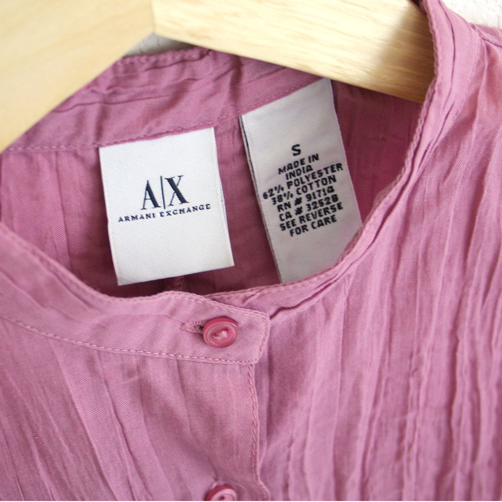 AX Armani Exchange Mauve Pink Crinkle Blouse Shirt Top Women's Size ...