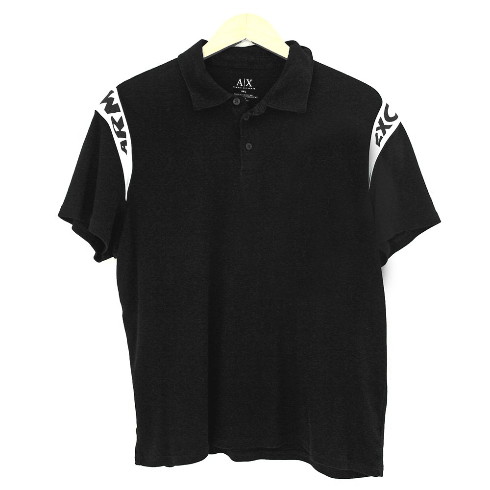 Armani Exchange Black Logo Sleeve Knit Polo Shirt Men's Size XXL (2XL)