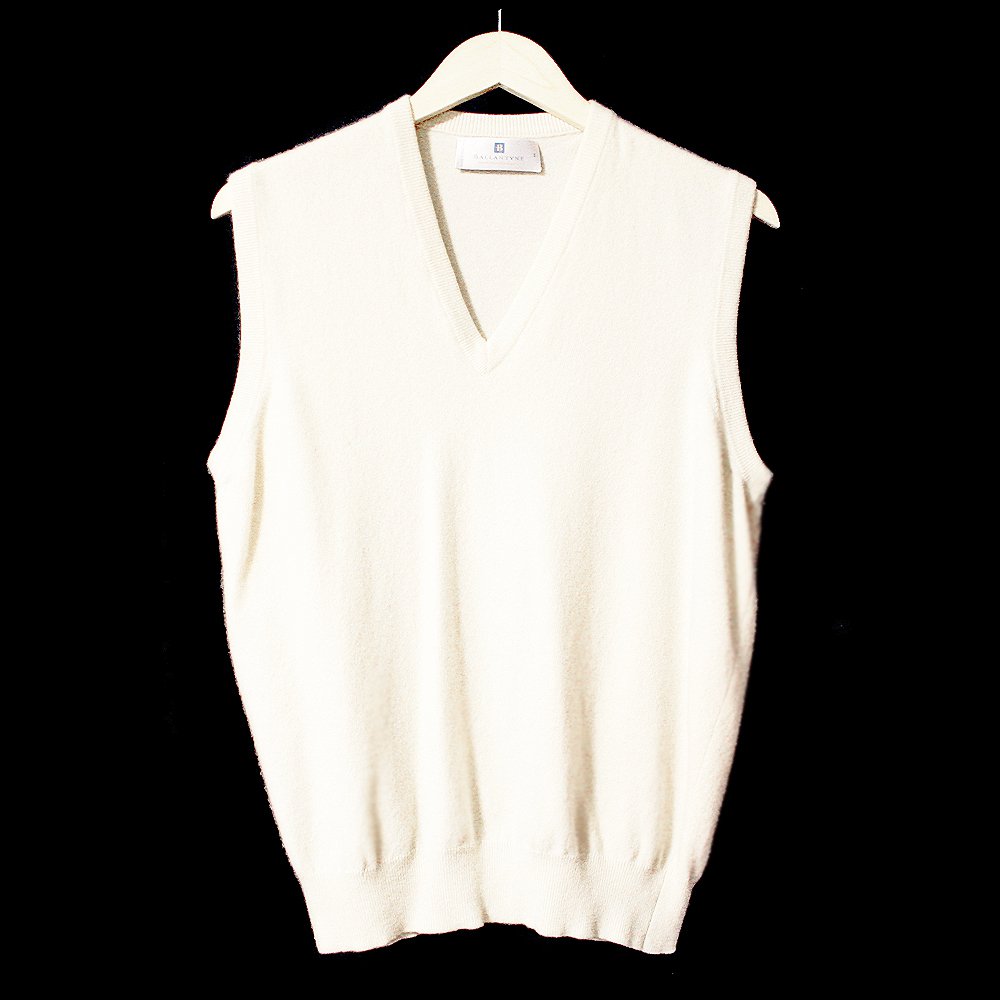 Ballantyne Cream 100 Cashmere Golf Sweater Vest Men's Size 48 (XL)