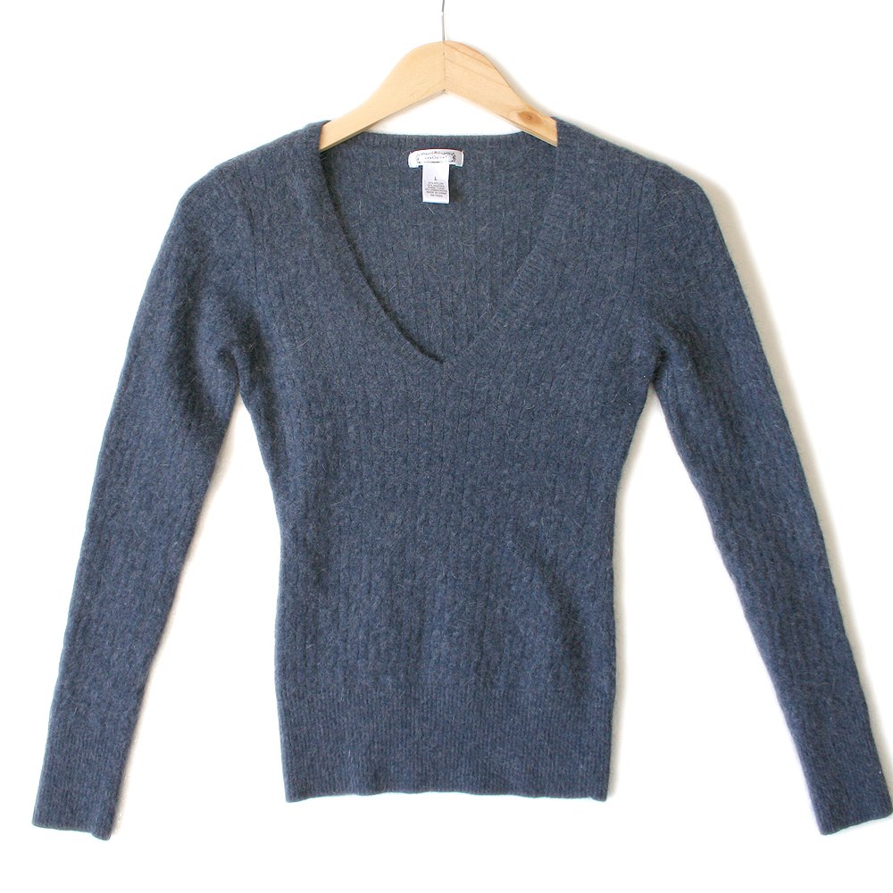 Anthropologie Aphorism Hairy Soft Angora Blend Fitted V-Neck Sweater ...